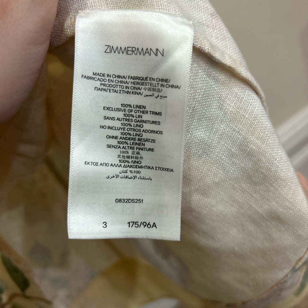 Zimmermann Illuminate Picnic Dress in Lemon Hydrangeas Size 3 AU Floral Linen - Picture 8 of 10